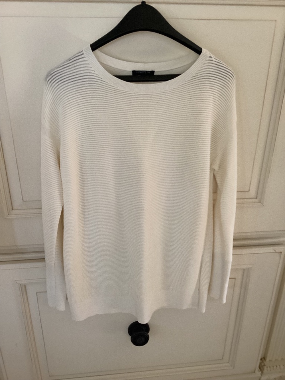 LAFAYETTE 148 NEW YORK - CREAM RIBBED LONG SLEEVE SWEATER - SIZE S